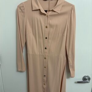 Chic Blush Button-Down Mini Dress